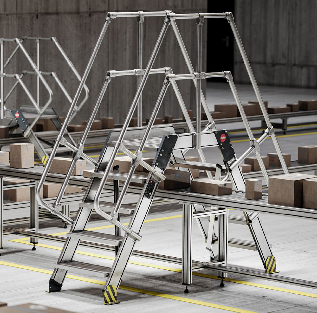 Fester Überstieg nach EN ISO 14122 – Hailo Lösung für Sicherheit und Ergonomie in Produktions- und Logistikumgebungen.